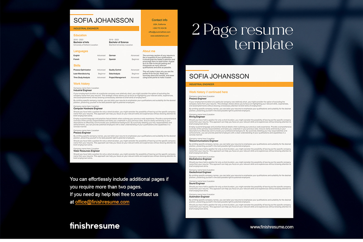 Industrial engineer resume template, a Resume Template by FinishResume (Photo 3 of 11)