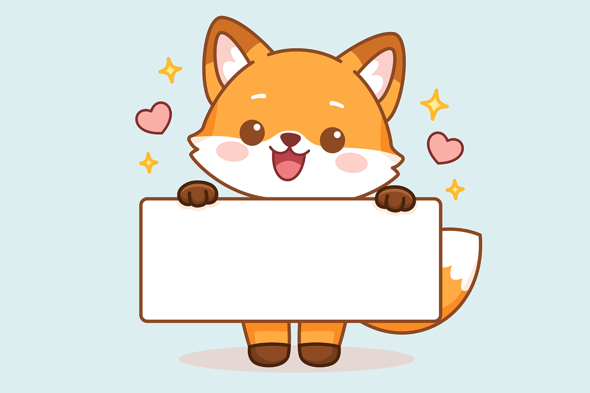 Fox Mascot Holding Sign Board, an Animal Illustration by Artpon Illustration (Photo 3 of 3)