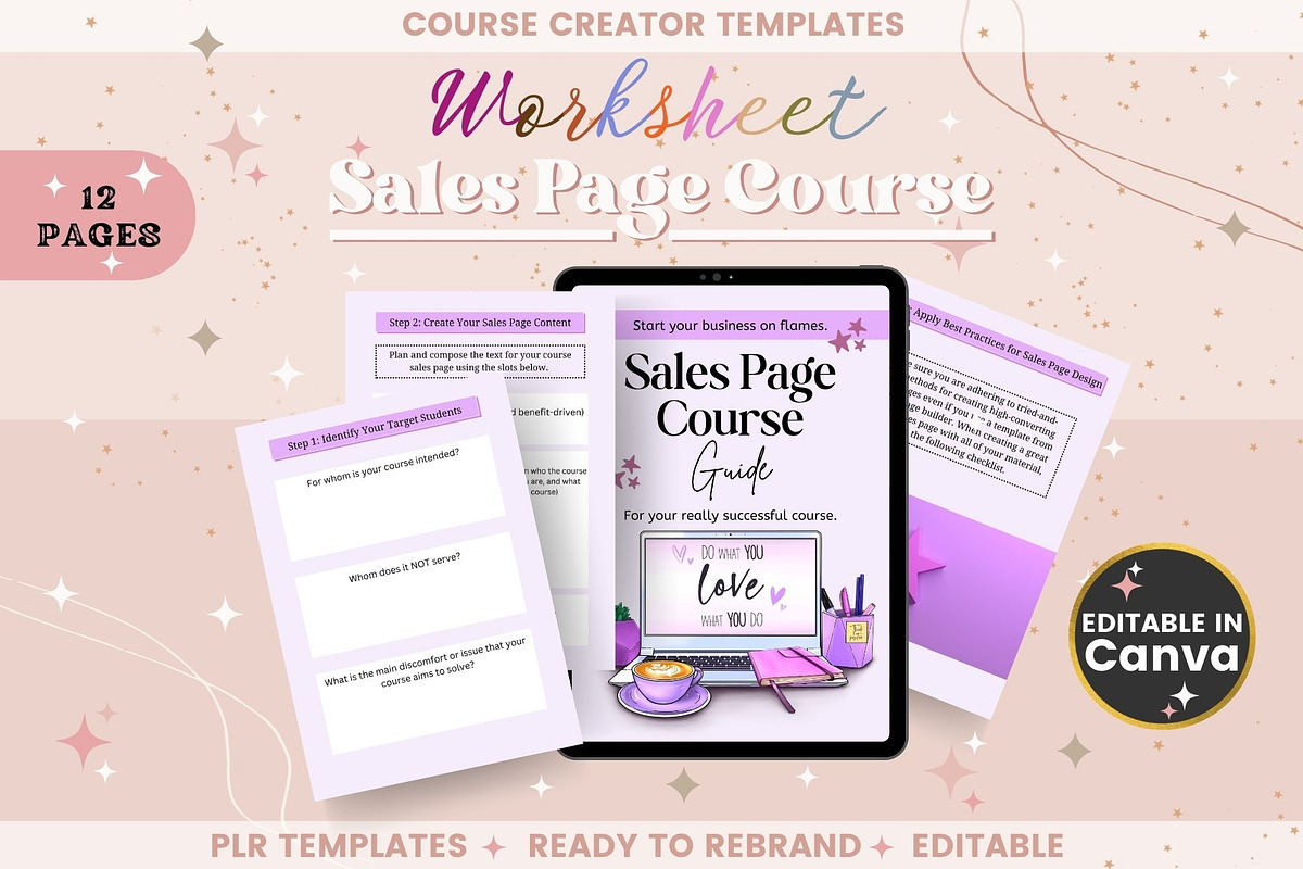 Sales Page Course Guide Worksheet, a Templates & Theme by bellaROSEworkshop (Photo 1 of 10)