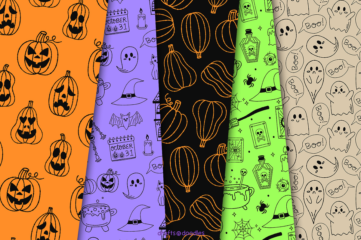 Halloween Line Art Graphics Set, a Pattern Graphic by Drafts n Doodles (Photo 5 of 12)