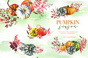 Watercolor Pumpkin Season Clipart, a Seasonal Illustration by ArtCreationsDesign (Thumbnail 13 of 22)