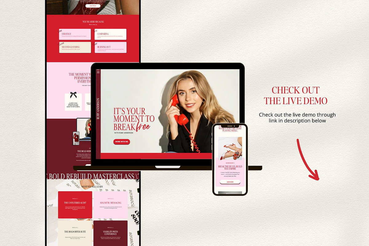 Bold Red Showit Template for Coaches, a Websites & App Template by Row Creative (Photo 9 of 10)