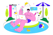 10 Work from Swimming Pool, a Person Illustration by denayunebgt (Thumbnail 4 of 4)
