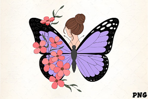 Woman with butterfly wings and flowe, an Illustration by CrexoraLab