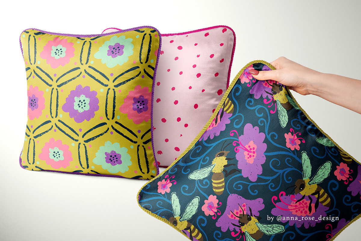 Midnight Hive - Bee Floral Patterns, a Pattern Graphic by Rose Design (Photo 6 of 13)