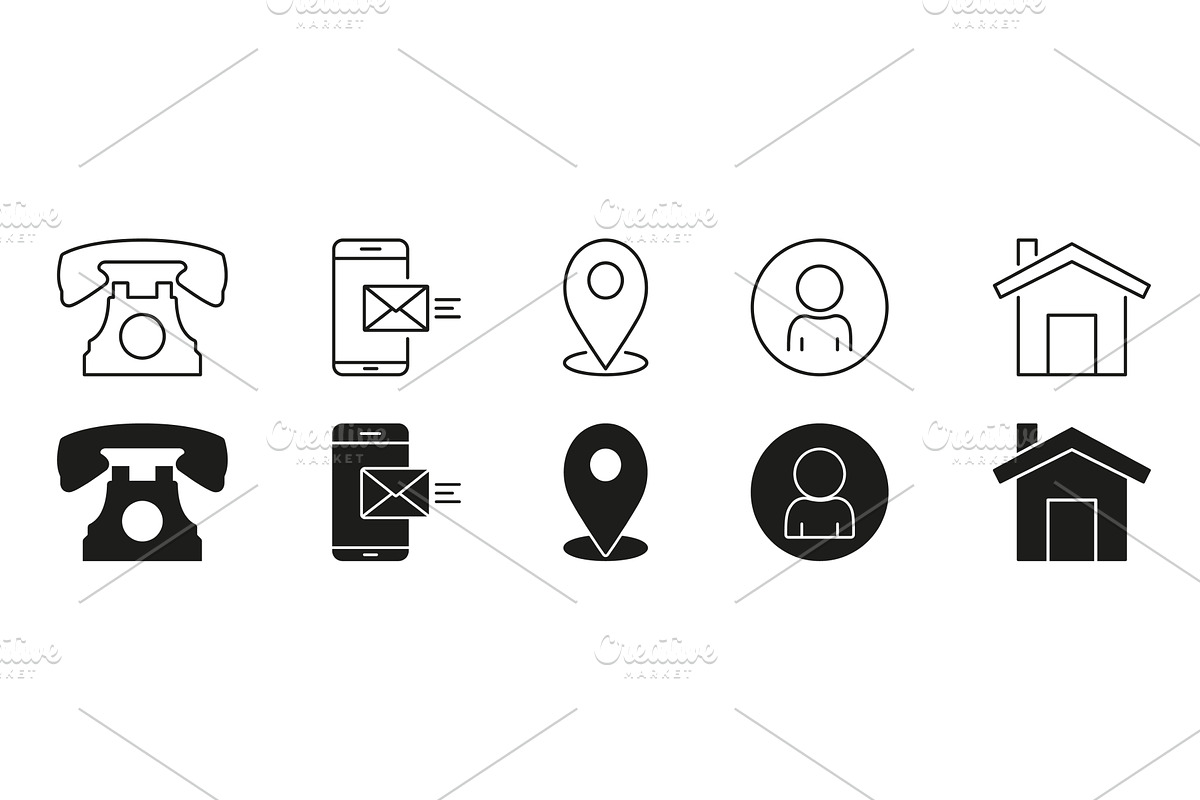 Communication And Location Icon Set, a Technology Illustration by Gentle Studio