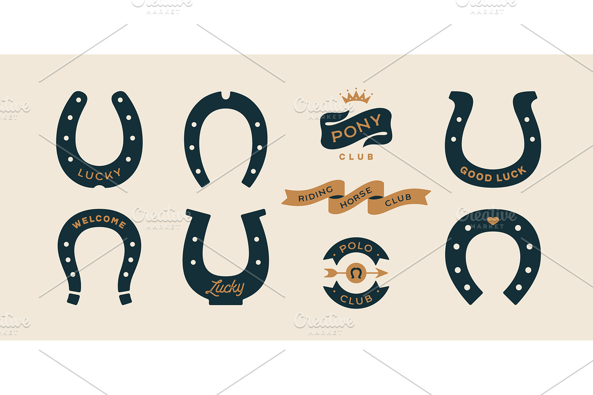 Lucky horseshoe. Set of horseshoes, a Decorative Illustration by Foxys Graphic