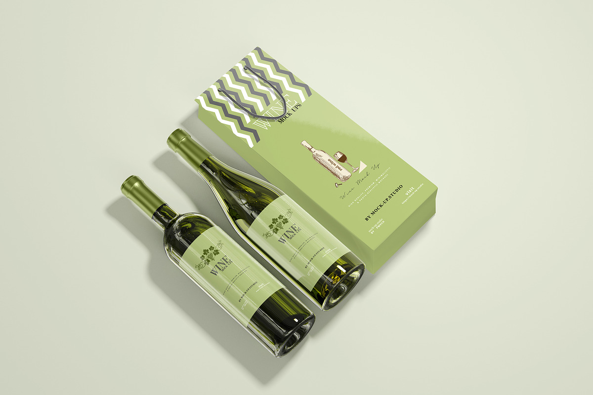 White Wine with Bag Mockups, a Product Mockup by pmvch (Photo 2 of 8)