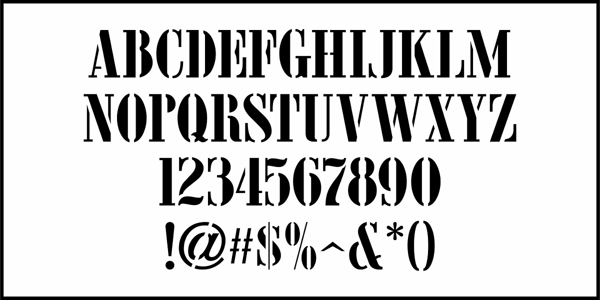 Nameplate Stencil JNL, a Font by Jeff Levine Fonts (Photo 3 of 5)