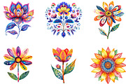 Watercolor Colorful Folk Floral, an Illustration by Designking (Thumbnail 4 of 5)