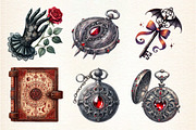 Vintage Vampire Clipart Designs, a Seasonal Illustration by DreamArtGraphic (Thumbnail 4 of 5)