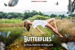 52+ Butterflies Photo Overlays, an Action Add-On by PhotoEffects.Store