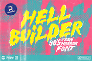 Hell Builder - 90's Teen Horror Font, a Font by Remedy667 (Thumbnail 1 of 4)