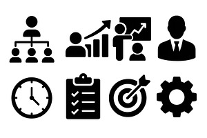 Icons depicting business management, a Business Photo by ZinetroN