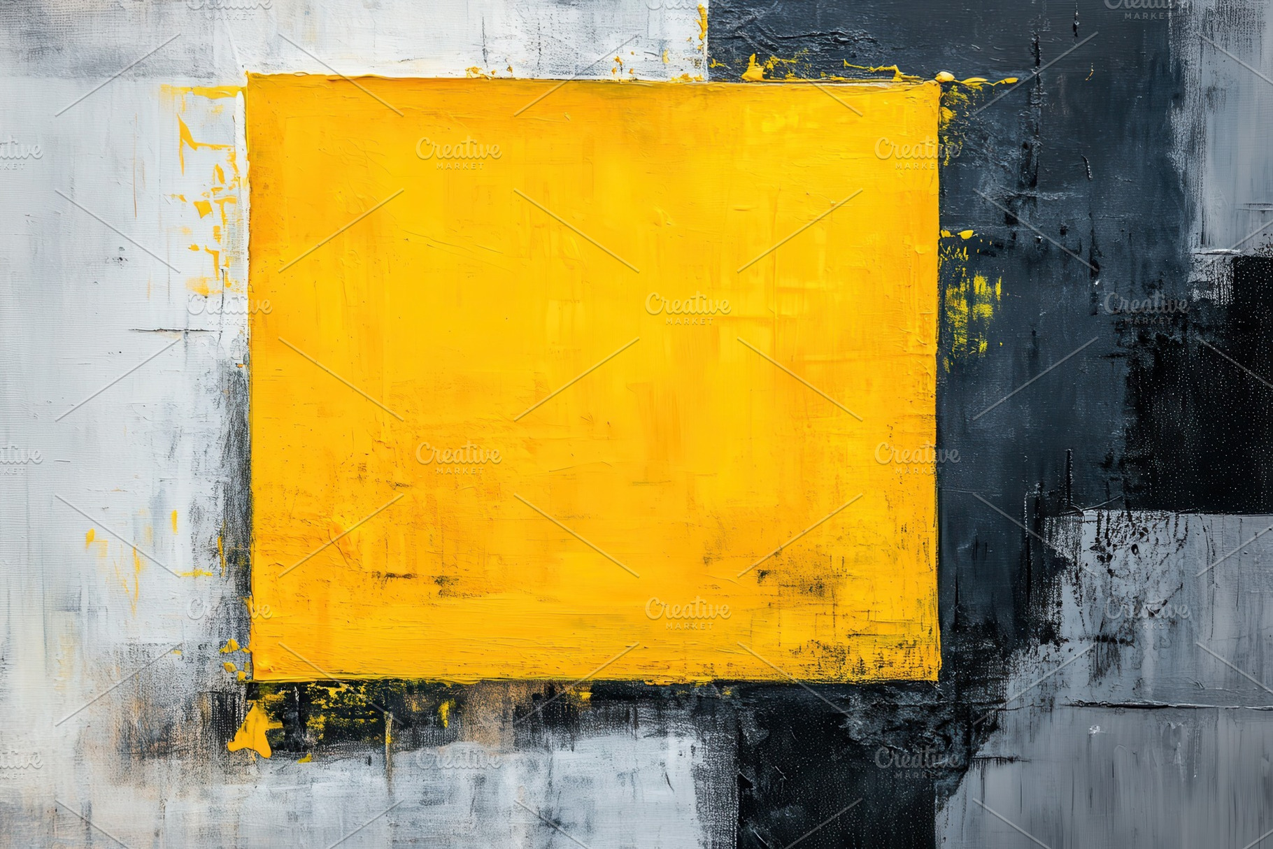 Abstract yellow square painting gray, a Photo by Pixeness Studio