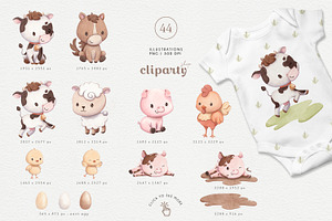 Farm Animals - Watercolor Clipart