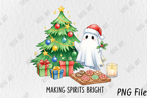 Christmas Ghost, Halloween Christmas, an Illustration by Rose Art