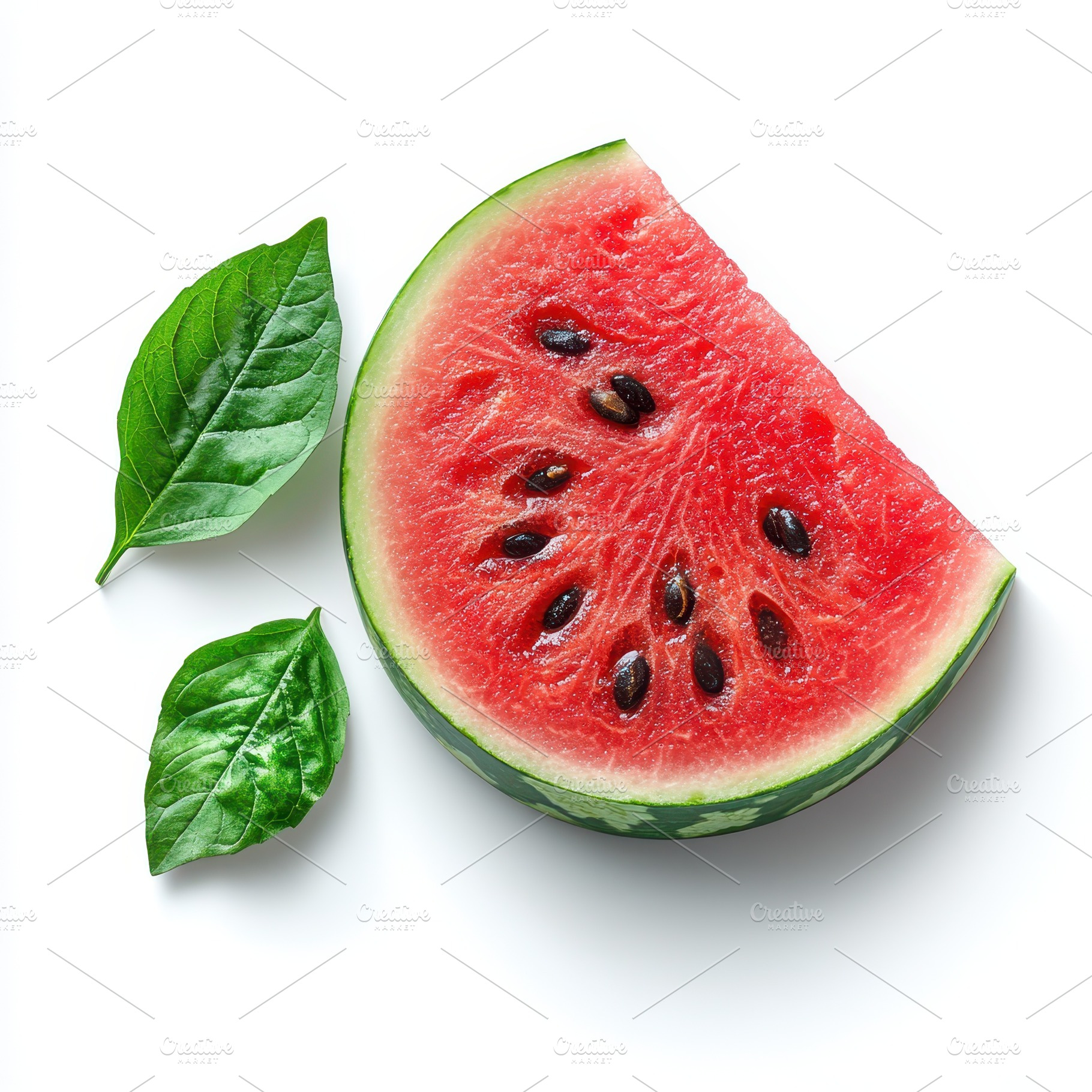 Juicy Watermelon Slice with Green Le, a Food & Drink Photo by Pixeness Studio