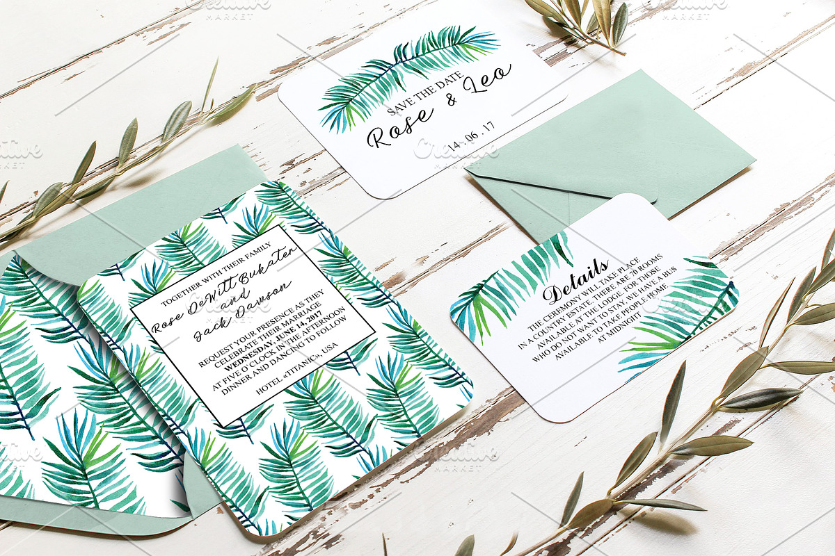 watercolor wedding invitation, an Invitation Template by Olesya Morokhovets