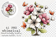Whimsical Floral Butterfly Graphics, a Transportation Illustration by Digital Artistic99 (Thumbnail 1 of 9)