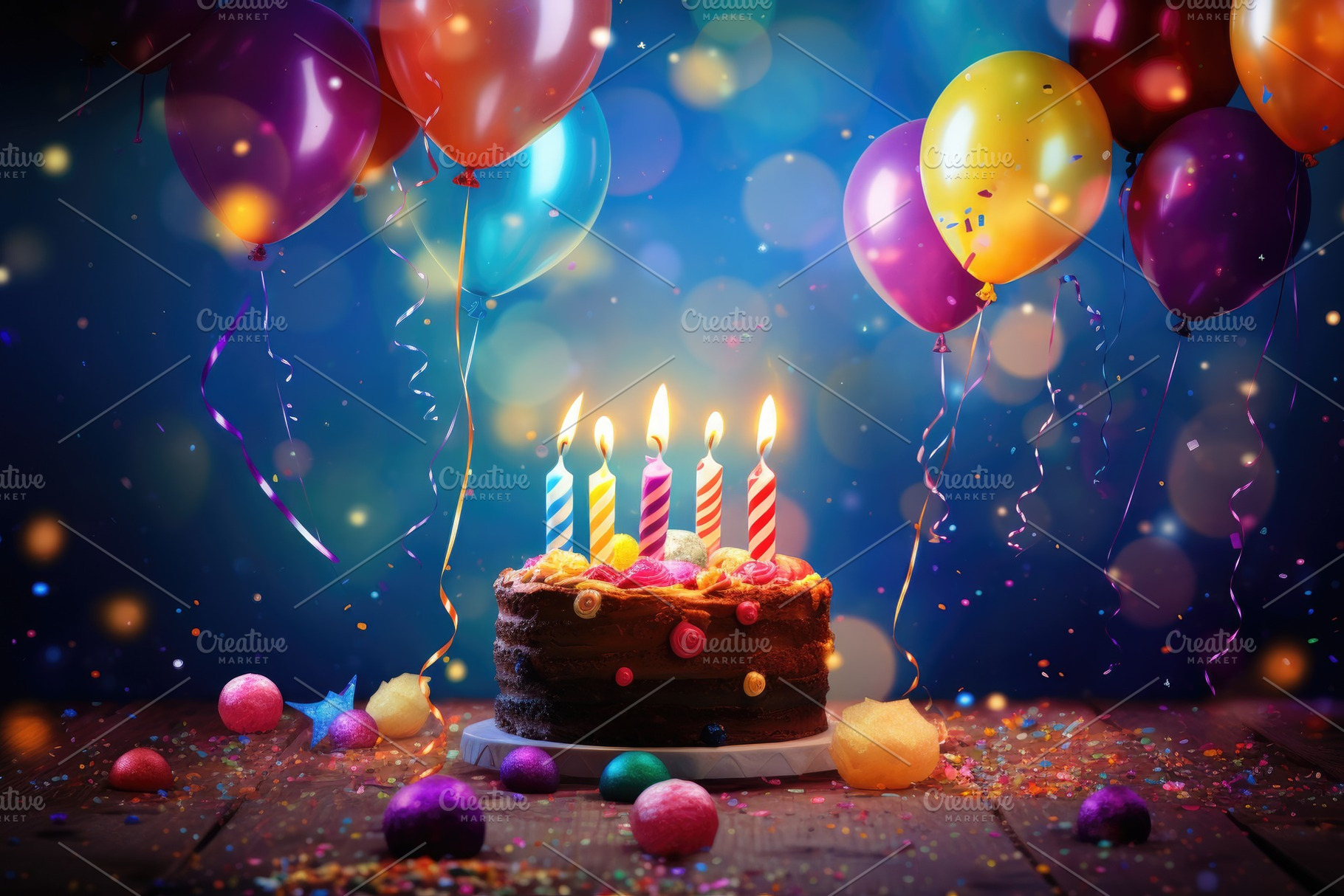 A festive birthday cake with lit can, a Photo by Iftikhar Alam