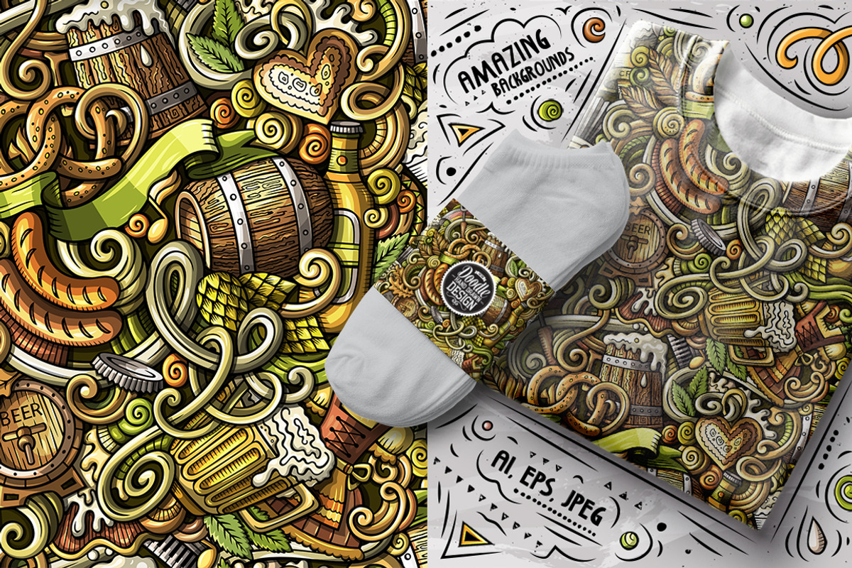 7 Beer Doodle Seamless Patterns Set, a Pattern Graphic by BALABOLKA (Photo 7 of 8)