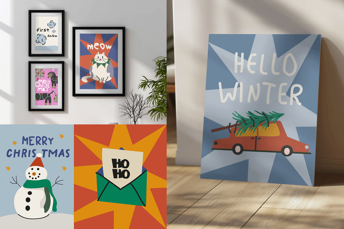 Christmas Retro Posters Collection, a Seasonal Illustration by Luamor (Photo 6 of 7)