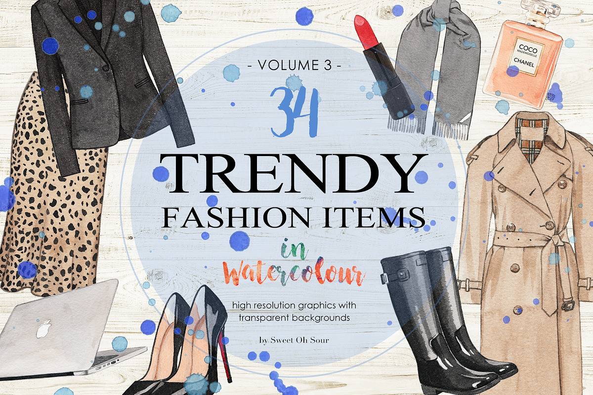 Trendy Fashion Items in Watercolor, an Illustration by Sweet Oh Sour (Photo 1 of 5)