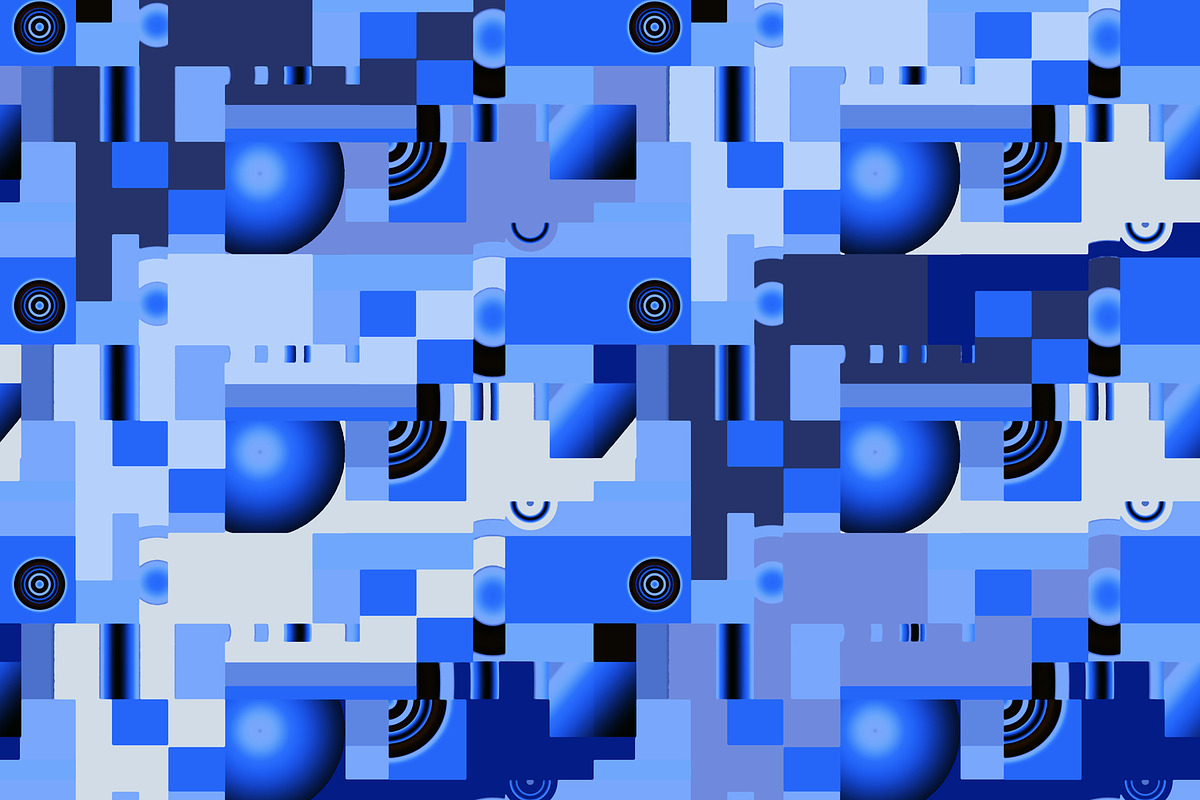 Blue Techno Modern Art Seamless, a Pattern Graphic by Sharon Schwalbe