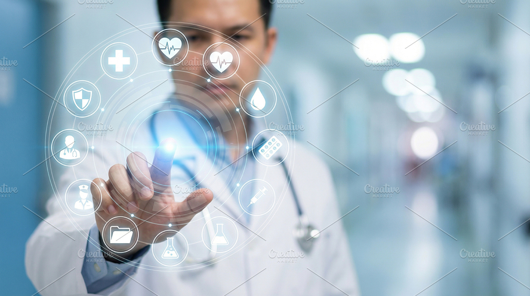 medicine doctor, virtual interface, a Health & Medical Photo by itakdalee