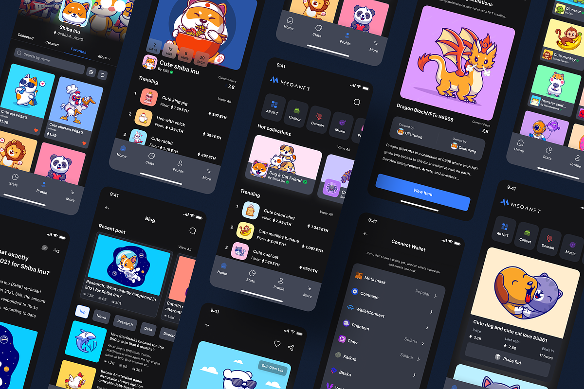 MEGANFT - NFT Marketplace App UI Kit, an UI Kit Template by UIMEGA (Photo 3 of 6)