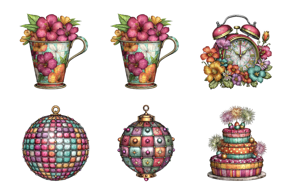 Happy New Year Clipart PNG, an Illustration by SinaCreation (Photo 4 of 11)