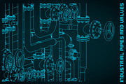 Industrial pipes and valves Set, an Illustration by Blacklight (Thumbnail 1 of 6)