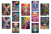TRIPPY Gallery Wall Art Posters, a Background Graphic by NadiaTheronArt (Thumbnail 2 of 4)