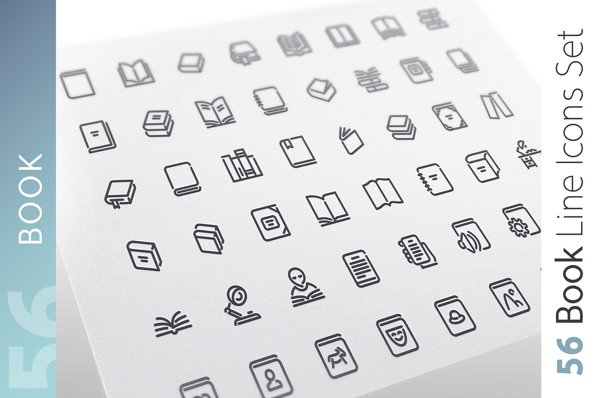 Book Line Icons Set, an Outline Icon by Voysla's Shop (Photo 1 of 4)