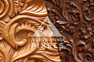 14 Carved Wood Digital Papers