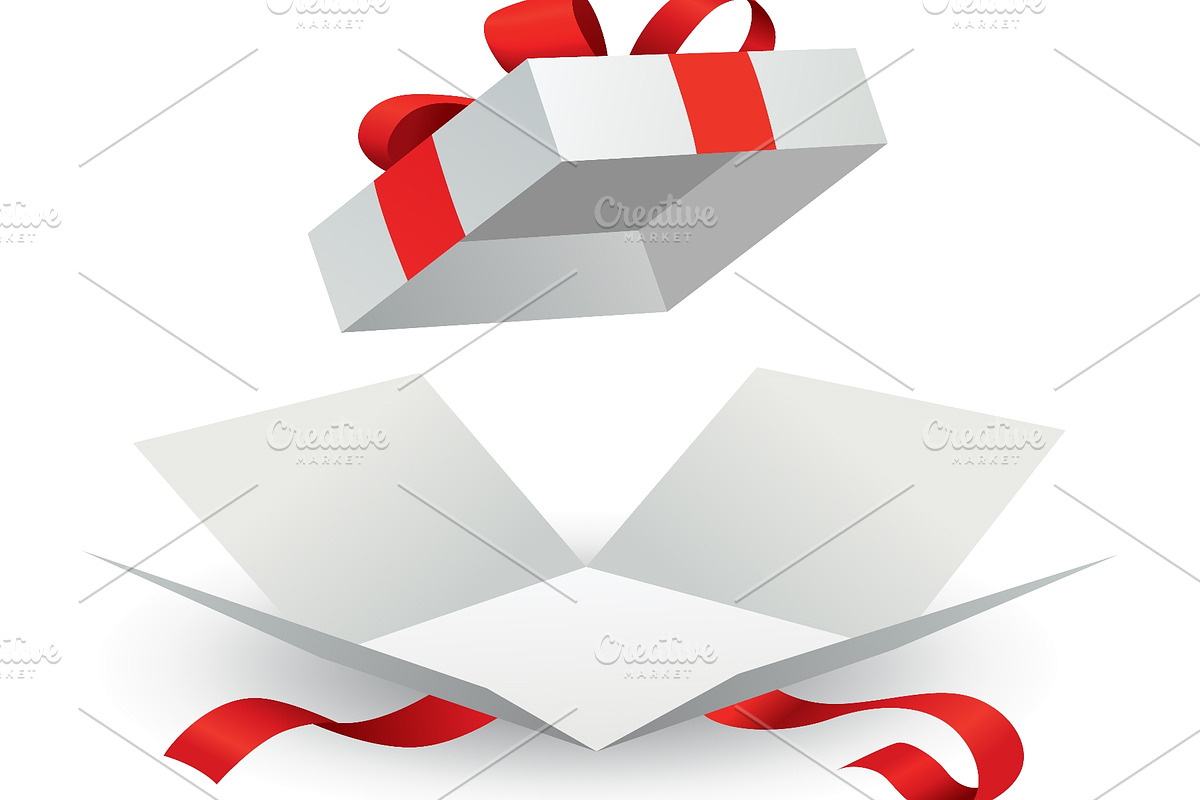 Open gift box with red ribbon, an Object Illustration by Things for designers (Photo 2 of 3)