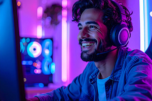 Streamer interacting with live chat with his followers, a Person Photo by DanFLCreativo