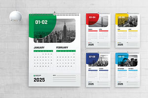 Modern 2025 Wall Calendar Design, a Stationery Template by MightyDesign