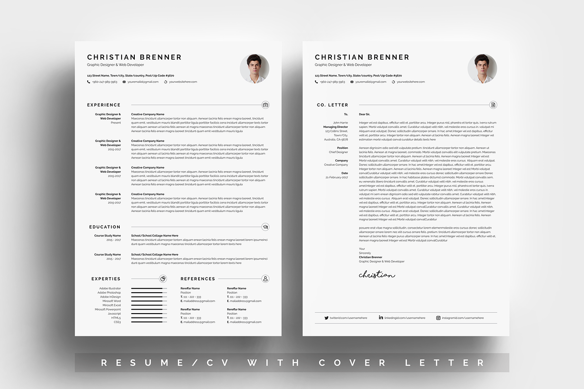 Clean Resume/CV With Cover Letter, a Resume Template by White Graphic (Photo 2 of 3)