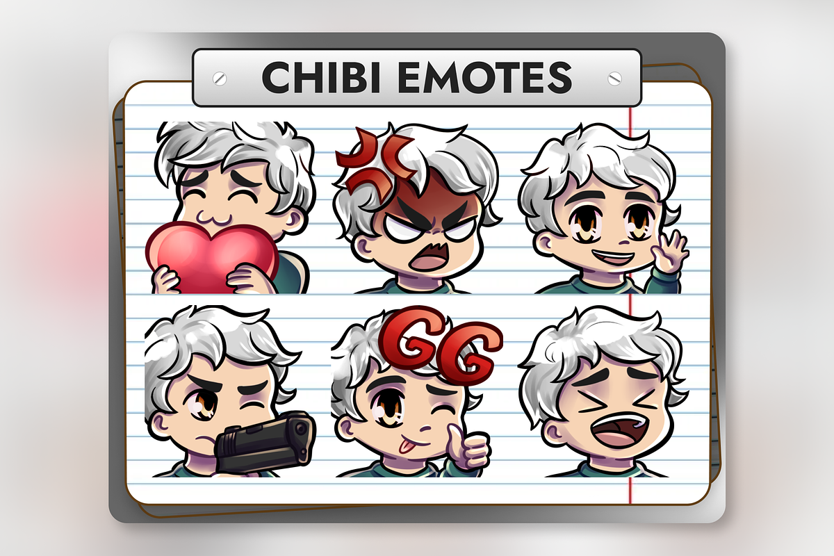 12 Blonde Hair Chibi Boy Emotes, an Illustration by Custom Fonts & Patterns (Photo 1 of 12)