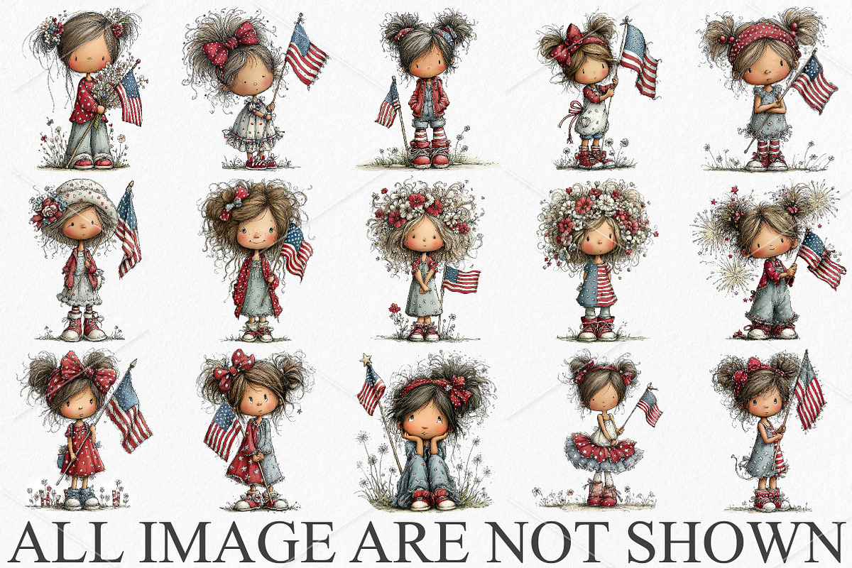 Whimsical 4th of July Little Girl, a Seasonal Illustration by Canvas Craft (Photo 4 of 7)