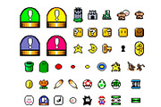 Mega set pixel Mario icons, an Object Illustration by MarkoBabii (Thumbnail 2 of 7)