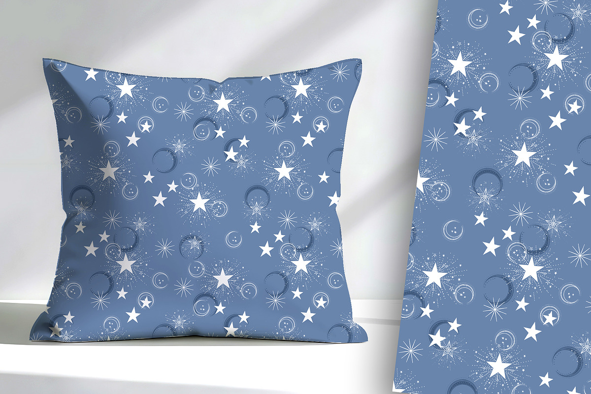 Denim Star Blue and White Seamless R, a Pattern Graphic by Sharon Schwalbe (Photo 2 of 5)