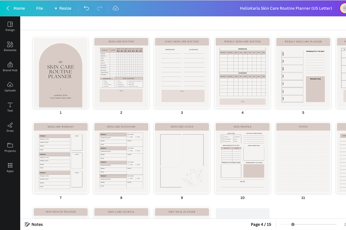 Skin Care Routine Planner Canva, a Presentation Template by HelloKarla (Photo 6 of 6)