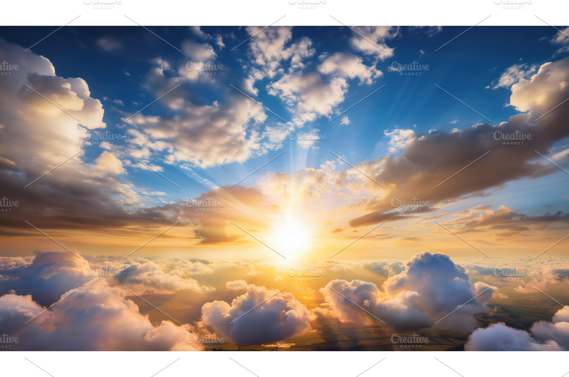 Sunrise above fluffy clouds creating, a Nature Photo by Igor Tichonow
