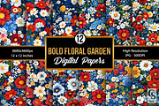 Bold Patriotic Flowers Digital Paper, a Pattern Graphic by Creative Store (Thumbnail 1 of 5)