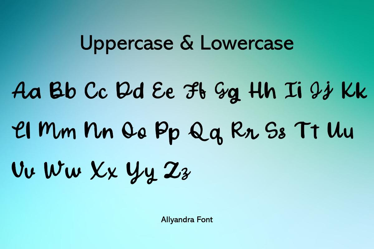 Allyandra Handwritten Font, a Handwritten Font by diaupplestudio (Photo 2 of 7)