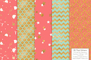 Mint & Coral Gold Foil Digital Paper, a Pattern Graphic by Amanda Ilkov (Thumbnail 4 of 4)