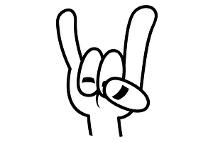 Black Line Heavy Metal Devil Horns
